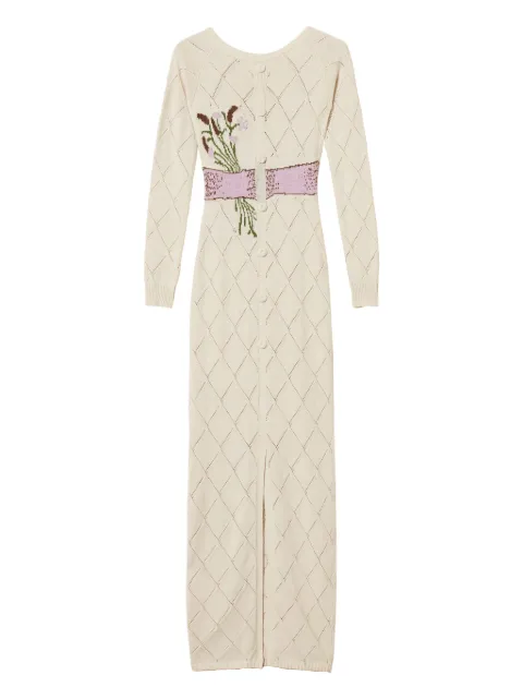 TWINSET bow diamond-pattern maxi dress