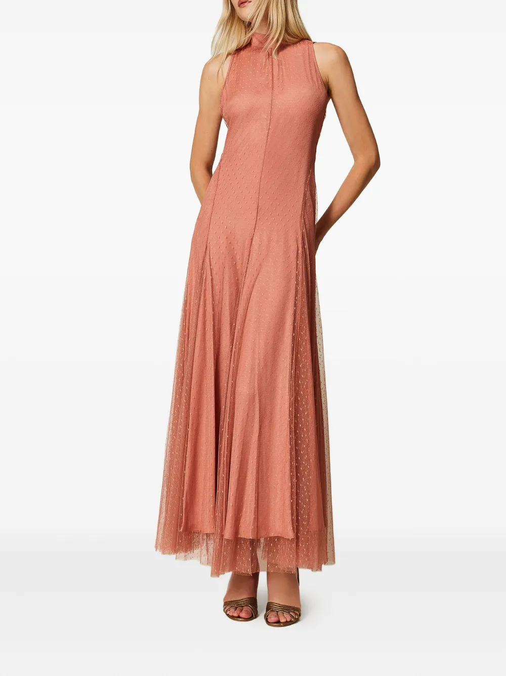 TWINSET Tulen maxi-jurk met stippen - Roze