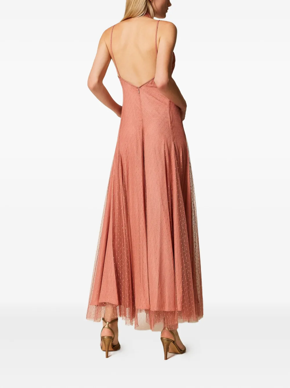 TWINSET Tulen maxi-jurk met stippen Roze