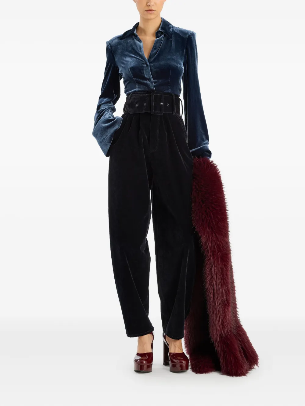 ROTATE BIRGER CHRISTENSEN Fluwelen blouse - Blauw