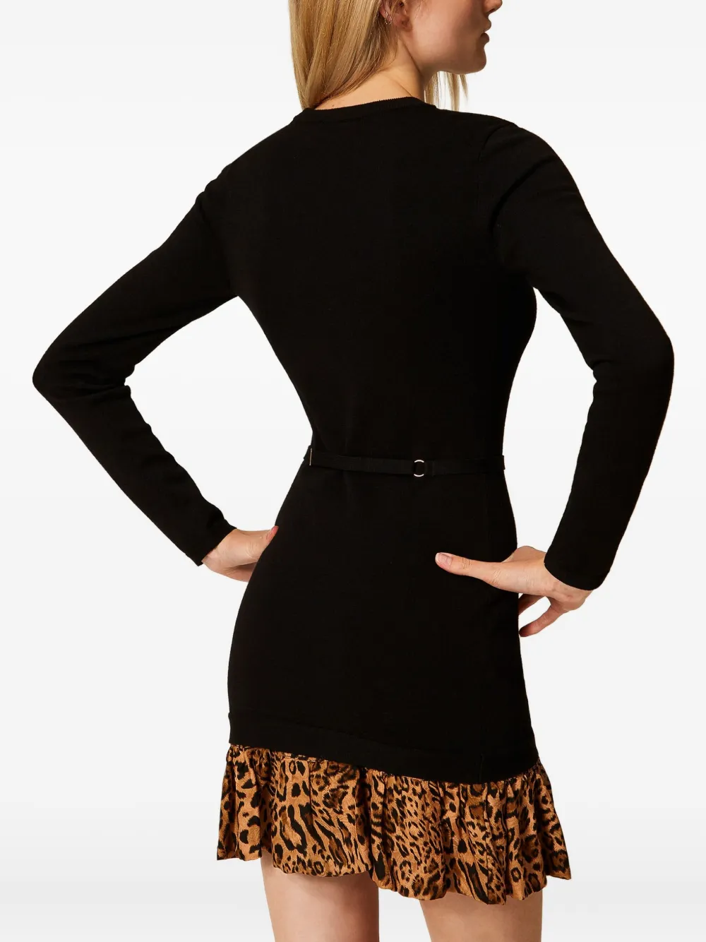 TWINSET Mini-jurk met luipaardprint en ruches Zwart