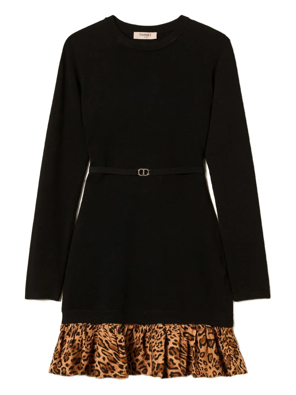 TWINSET leopard-print ruffle mini dress Zwart