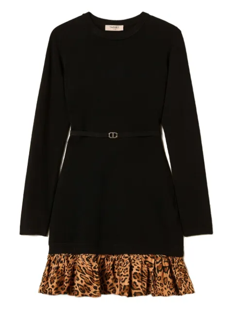 TWINSET vestido corto con estampado de leopardo