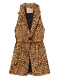 TWINSET leopard-print belted waistcoat - Brown