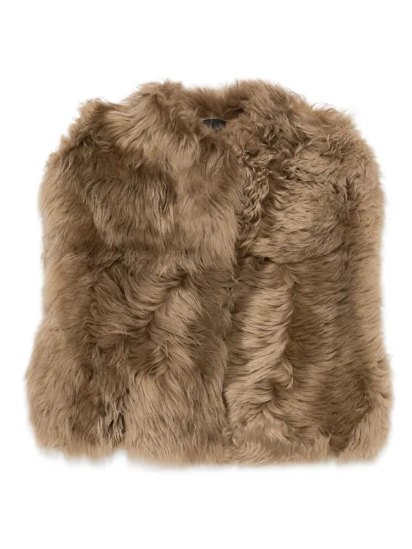 BLANCHA ブラウン毛皮ベスト Blancha シアリング ベスト | ブラウン