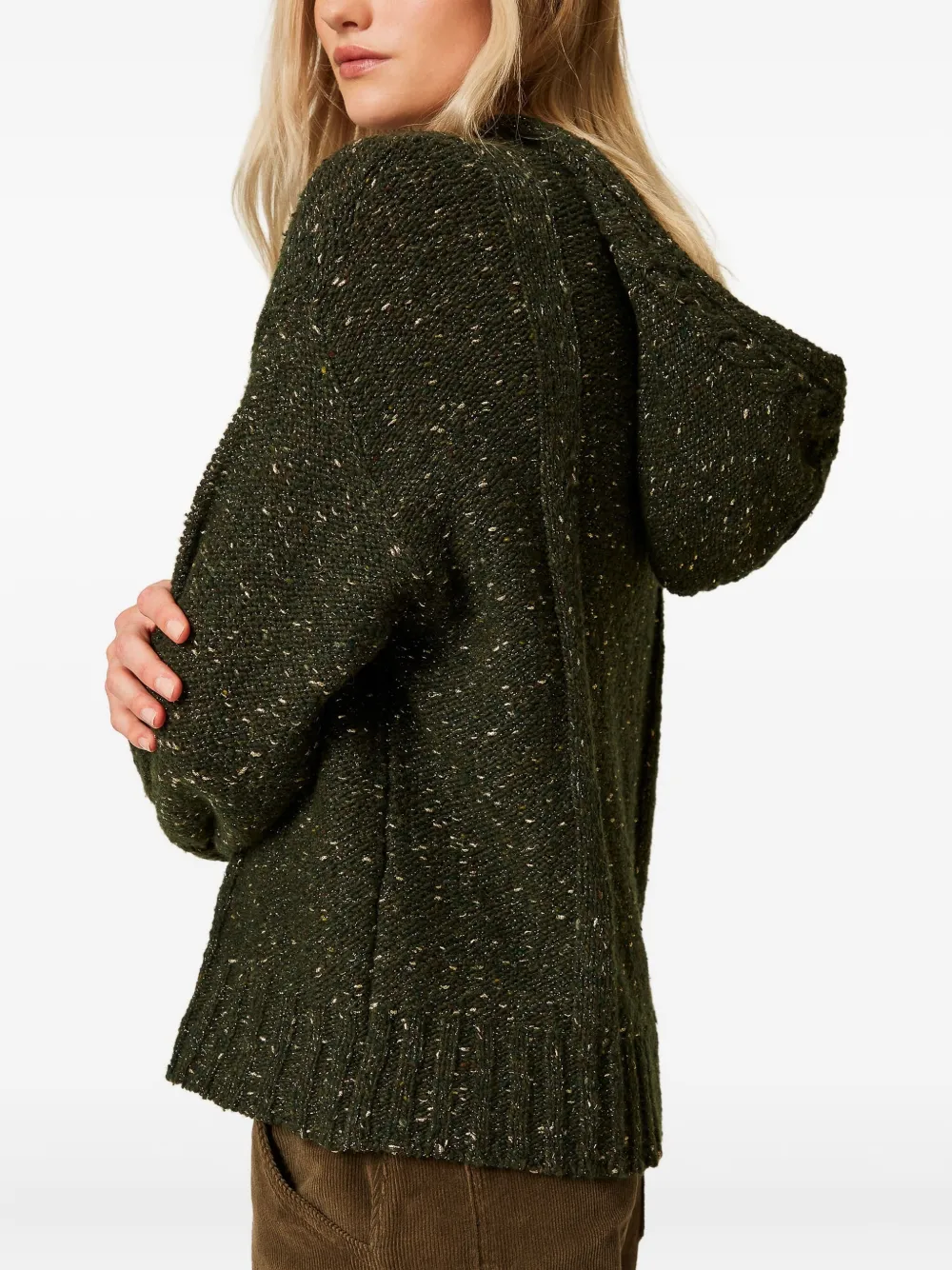 Twinset Cable-knit Hooded Sweater In Green