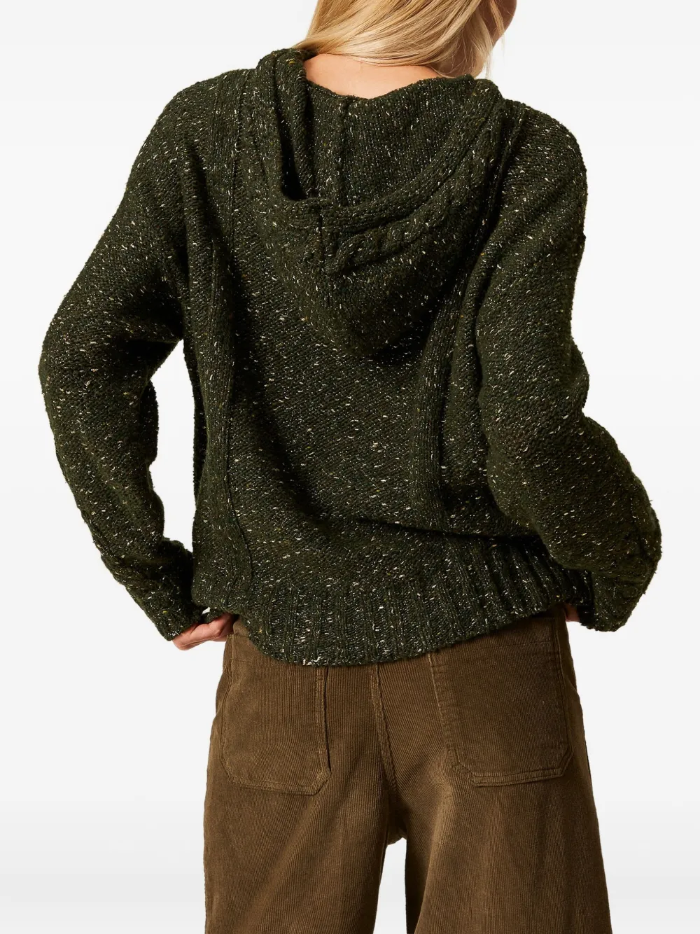 Twinset Cable-knit Hooded Sweater In Green