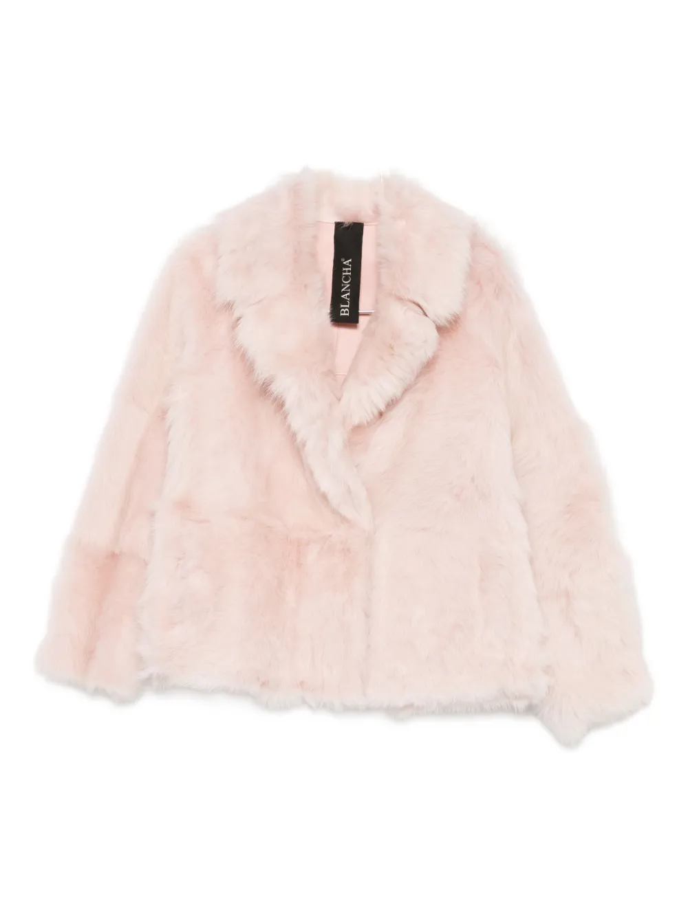 Blancha Notched-lapels Shearling Jacket In Pink