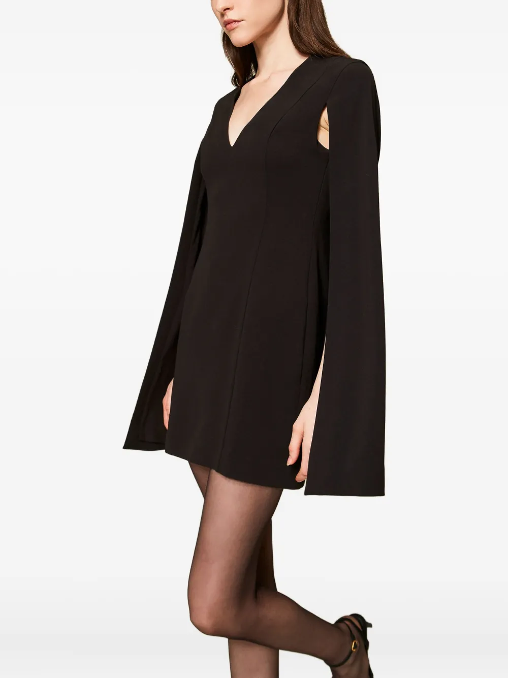 Twinset V-neck Cape Dress In Black
