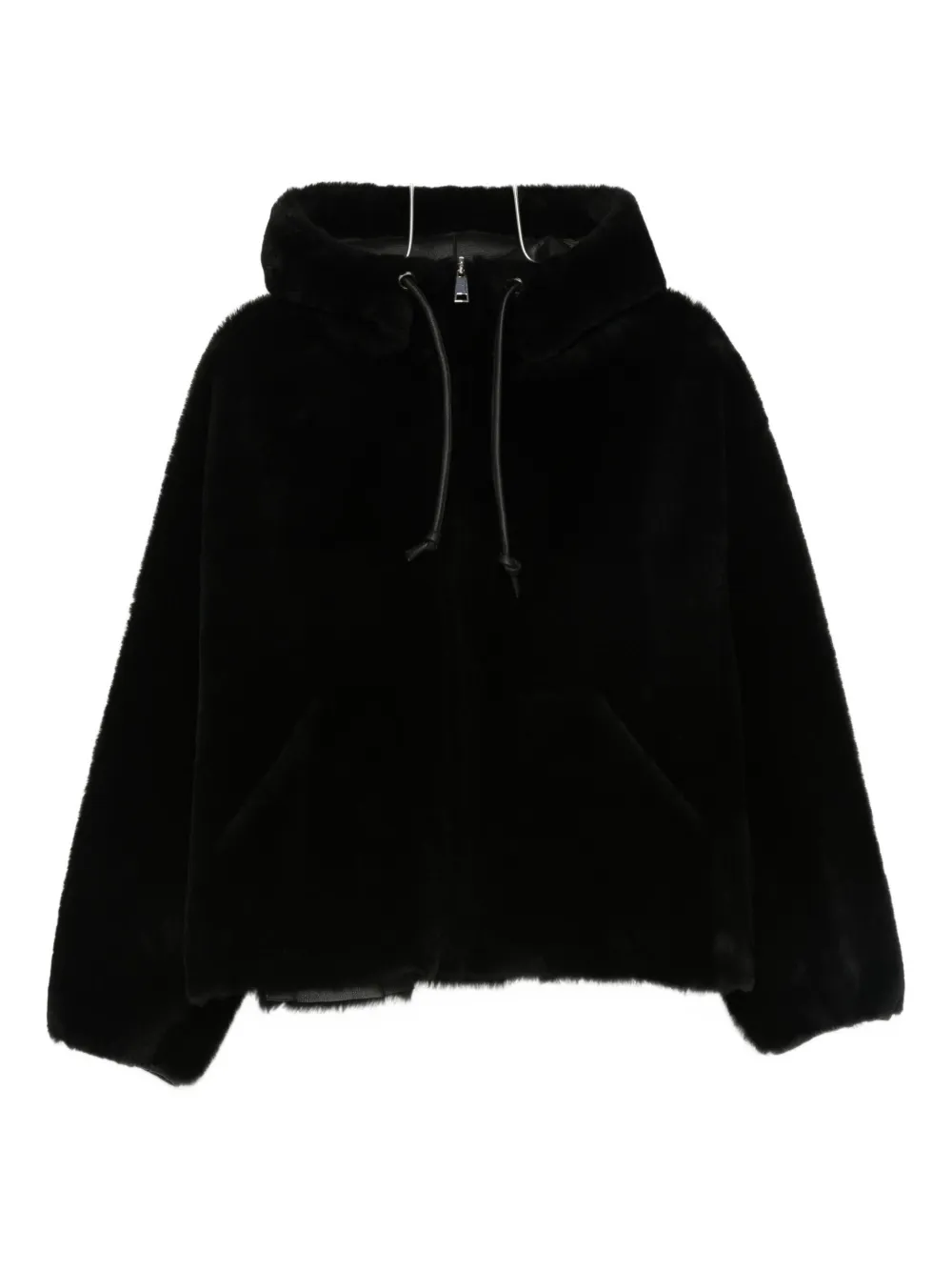 Blancha hooded sheepskin coat - Nero
