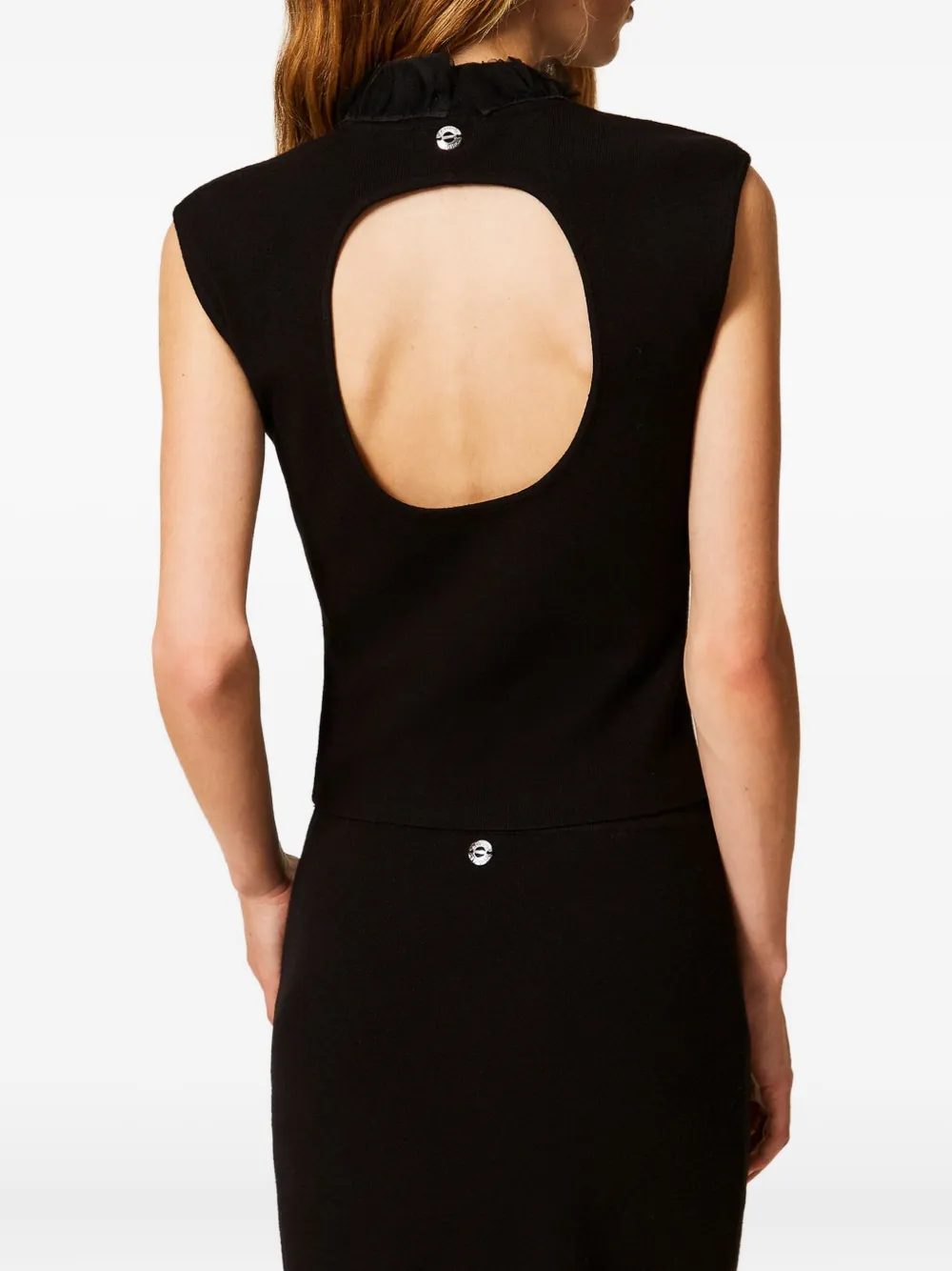 TWINSET Gebreide top met ruche hals Zwart