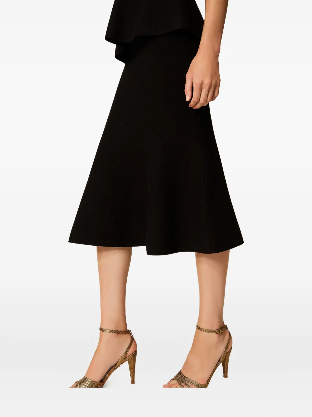 TWINSET Gebreide flared midi-rok Zwart