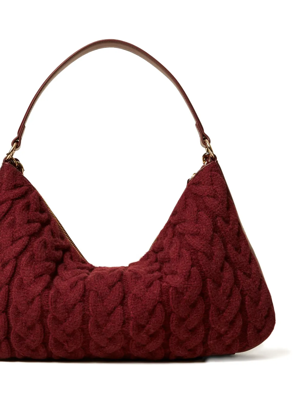 TWINSET Kabelgebreide schoudertas met kettingdetail Rood