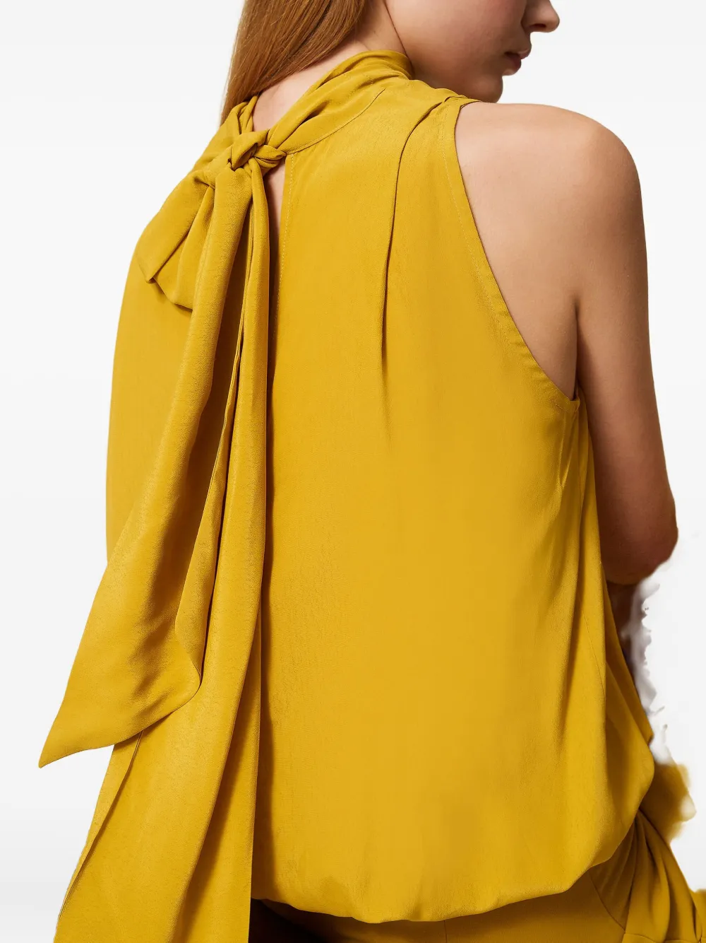 Twinset Turtleneck Tie-back Top In Yellow