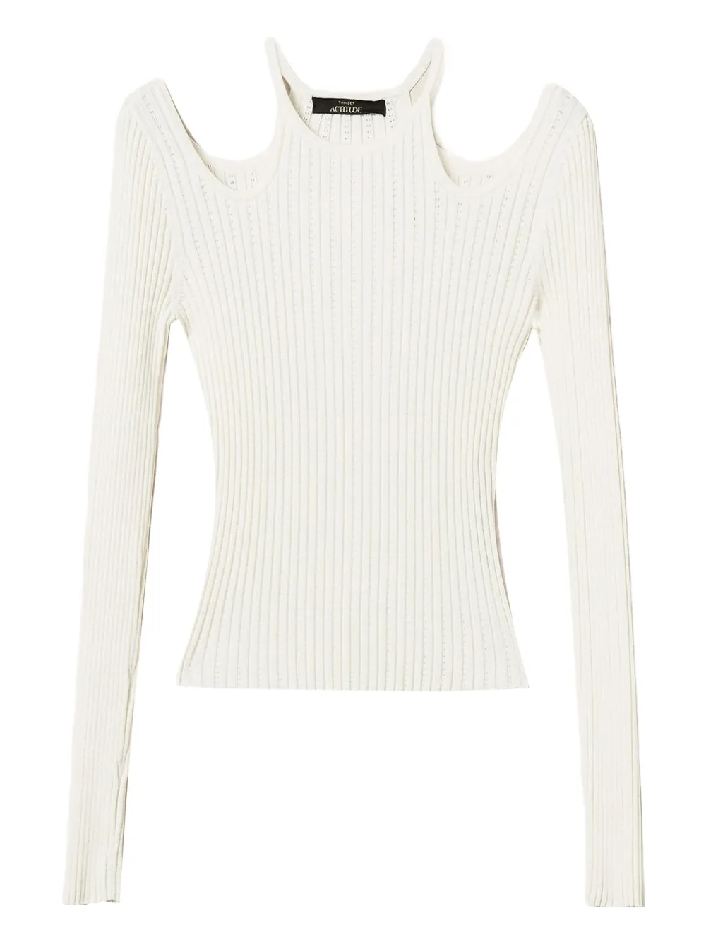 Twinset Cut-out Ribbed Sweater In Neutral