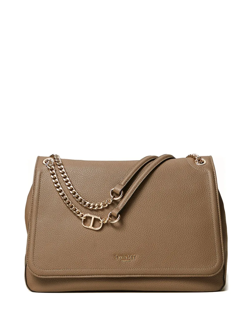Twinset Chain-strap Flap Shoulder Bag In Brown