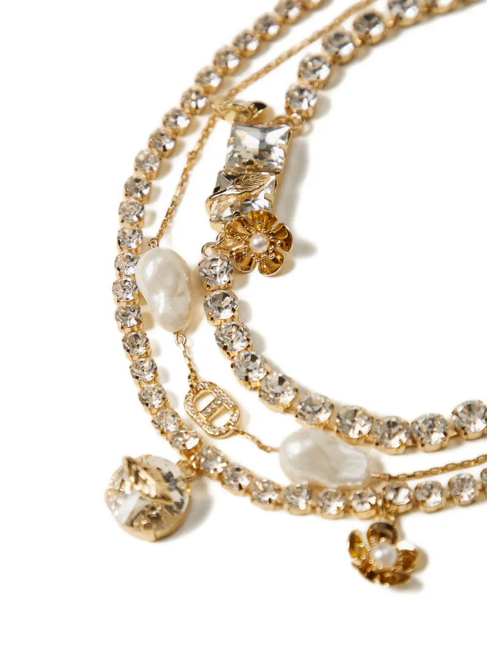 TWINSET Halsketting met kristallen parel - Goud