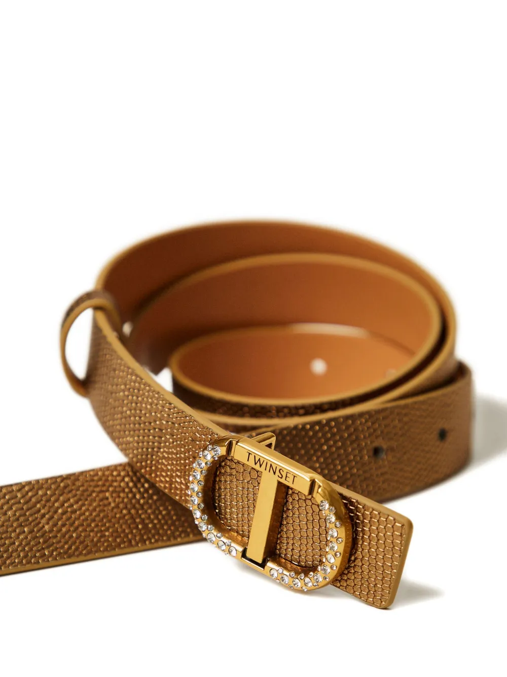TWINSET Leren riem Bruin