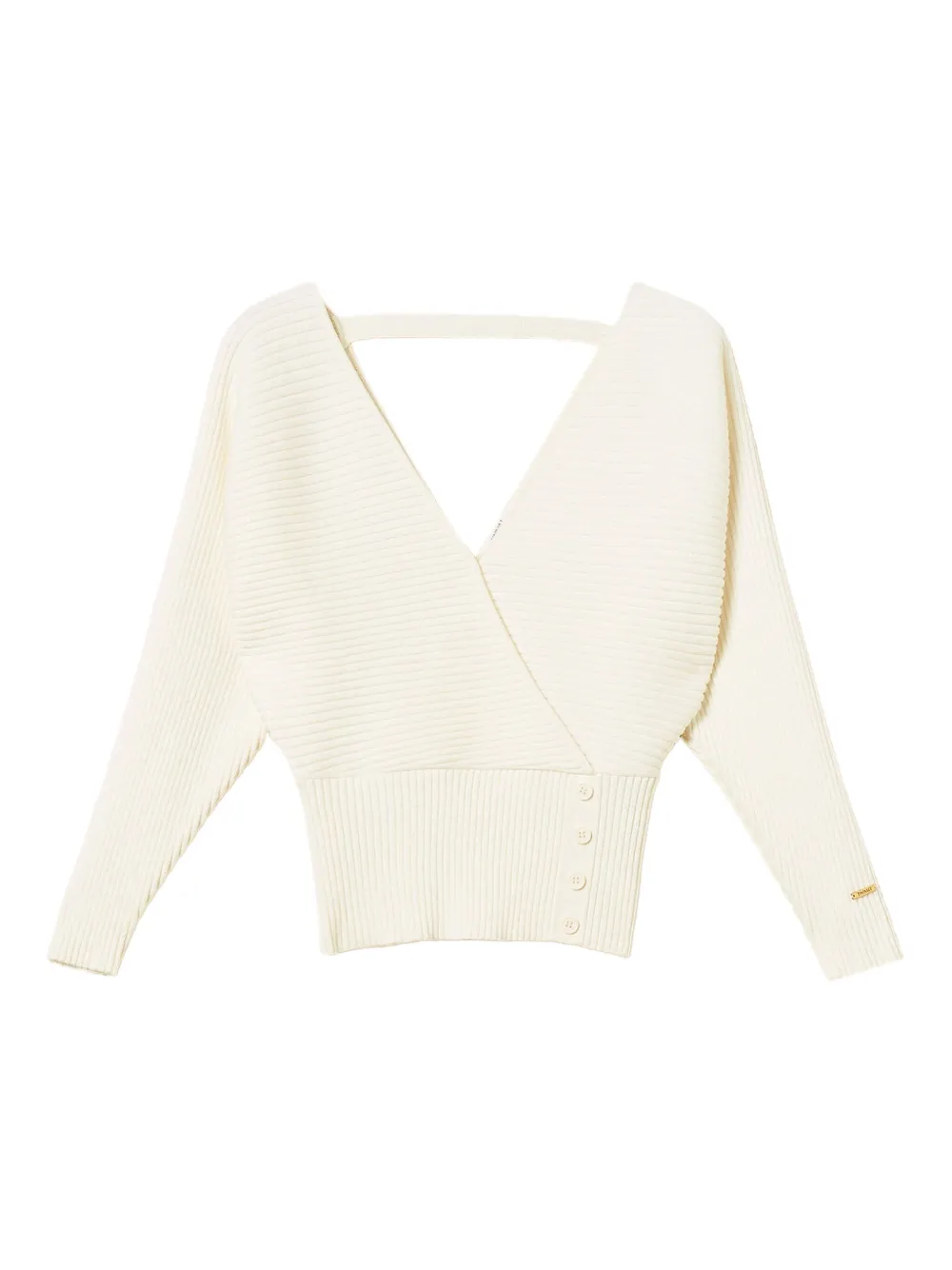 TWINSET Ribgebreide trui met gekruiste voorkant Wit