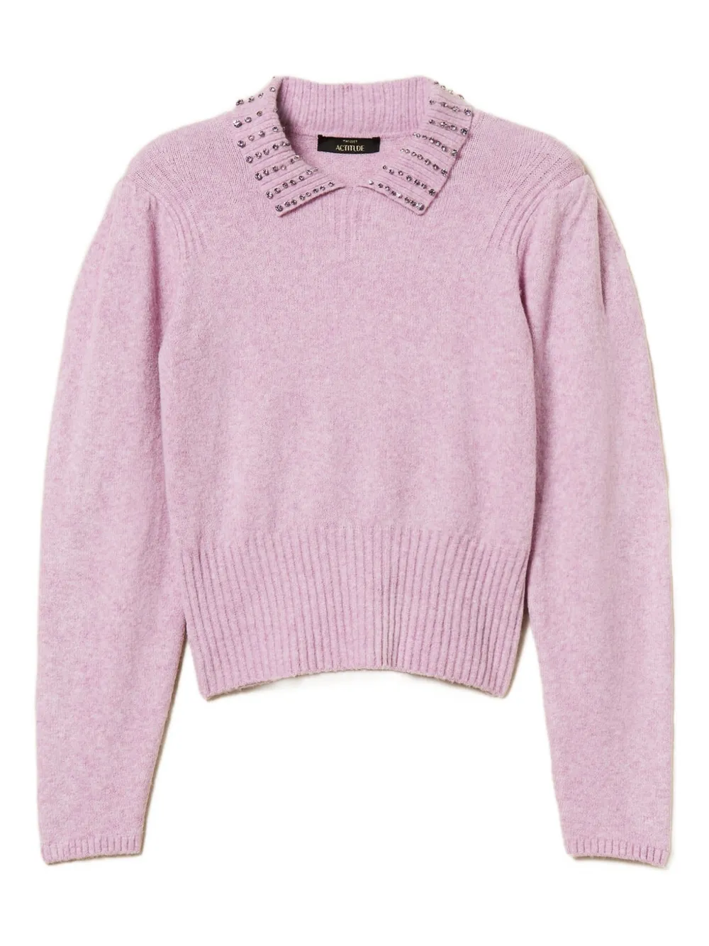 Twinset Embellished Polo-collar Sweater In Pink