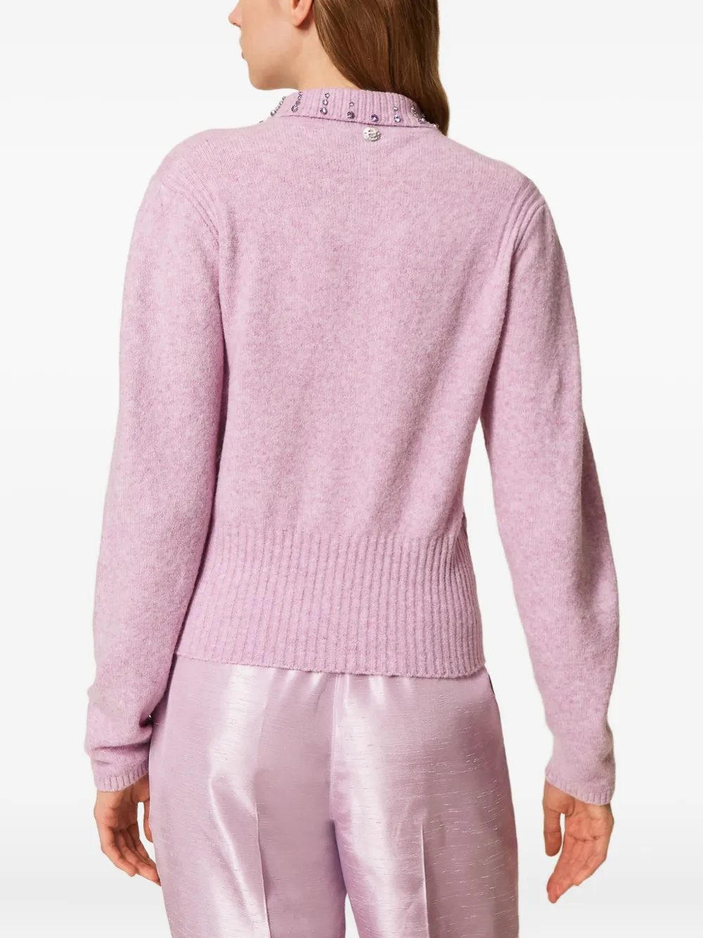 TWINSET Verfraaide trui met polokraag Roze