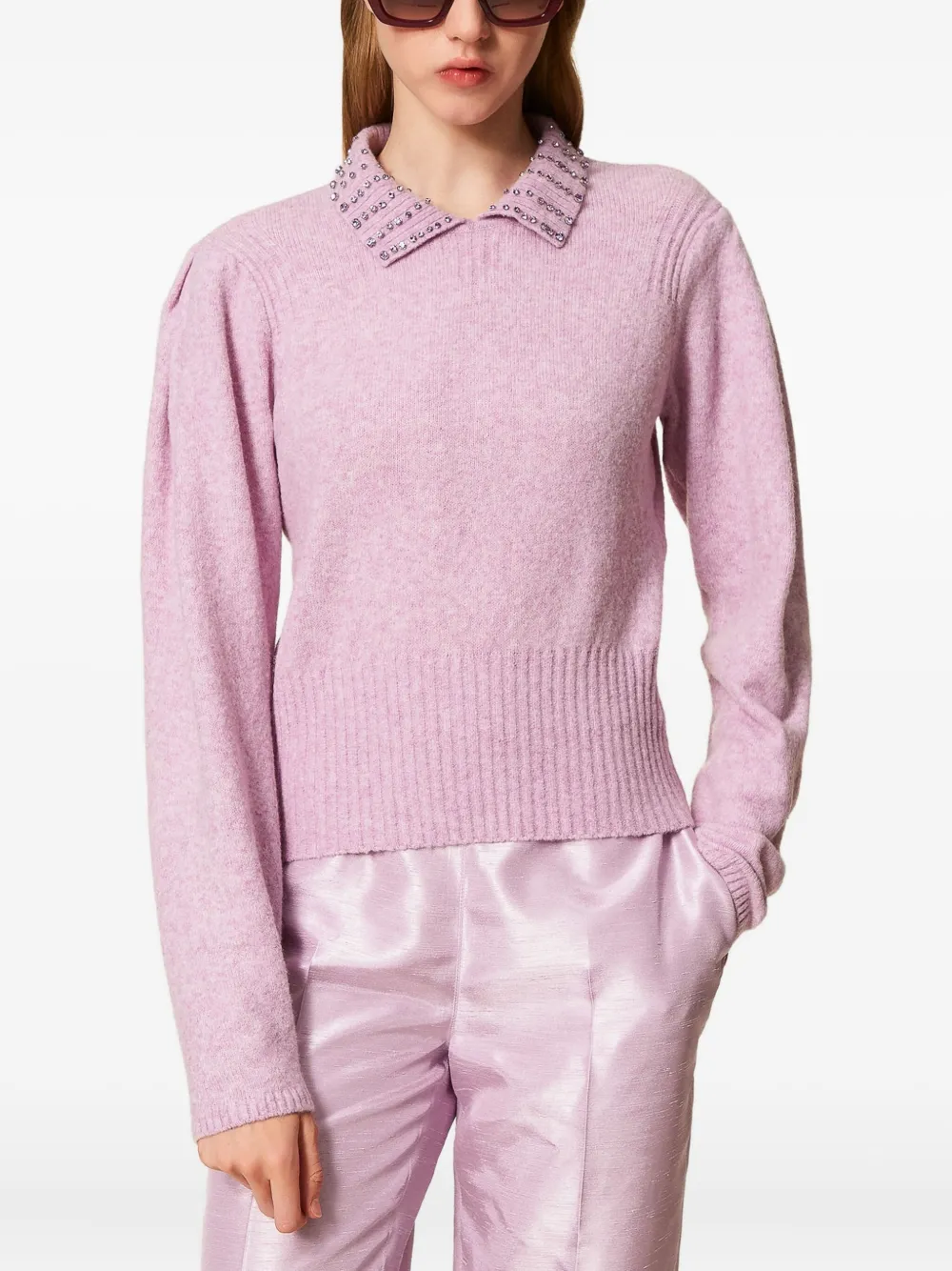 TWINSET Verfraaide trui met polokraag Roze