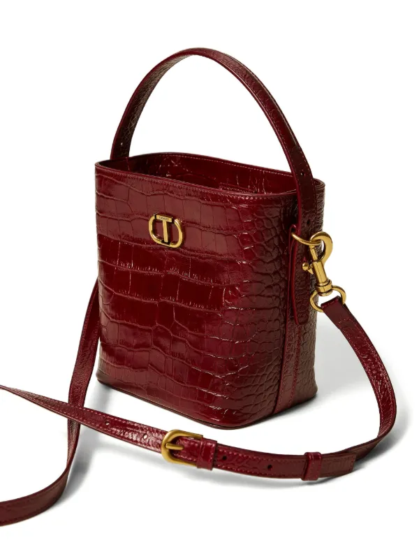 TWINSET Bolsa Bucket Con Efecto De Piel De Cocodrilo Rojo