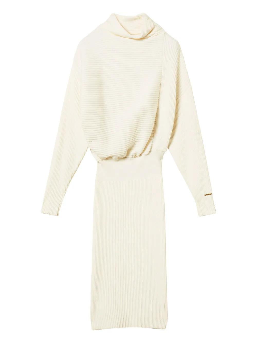 TWINSET ribbed mock-neck midi dress | White | Image 1