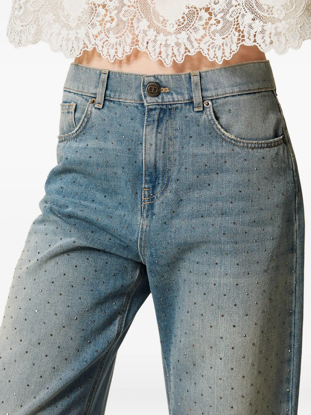 TWINSET Jeans verfraaid met stras Blauw