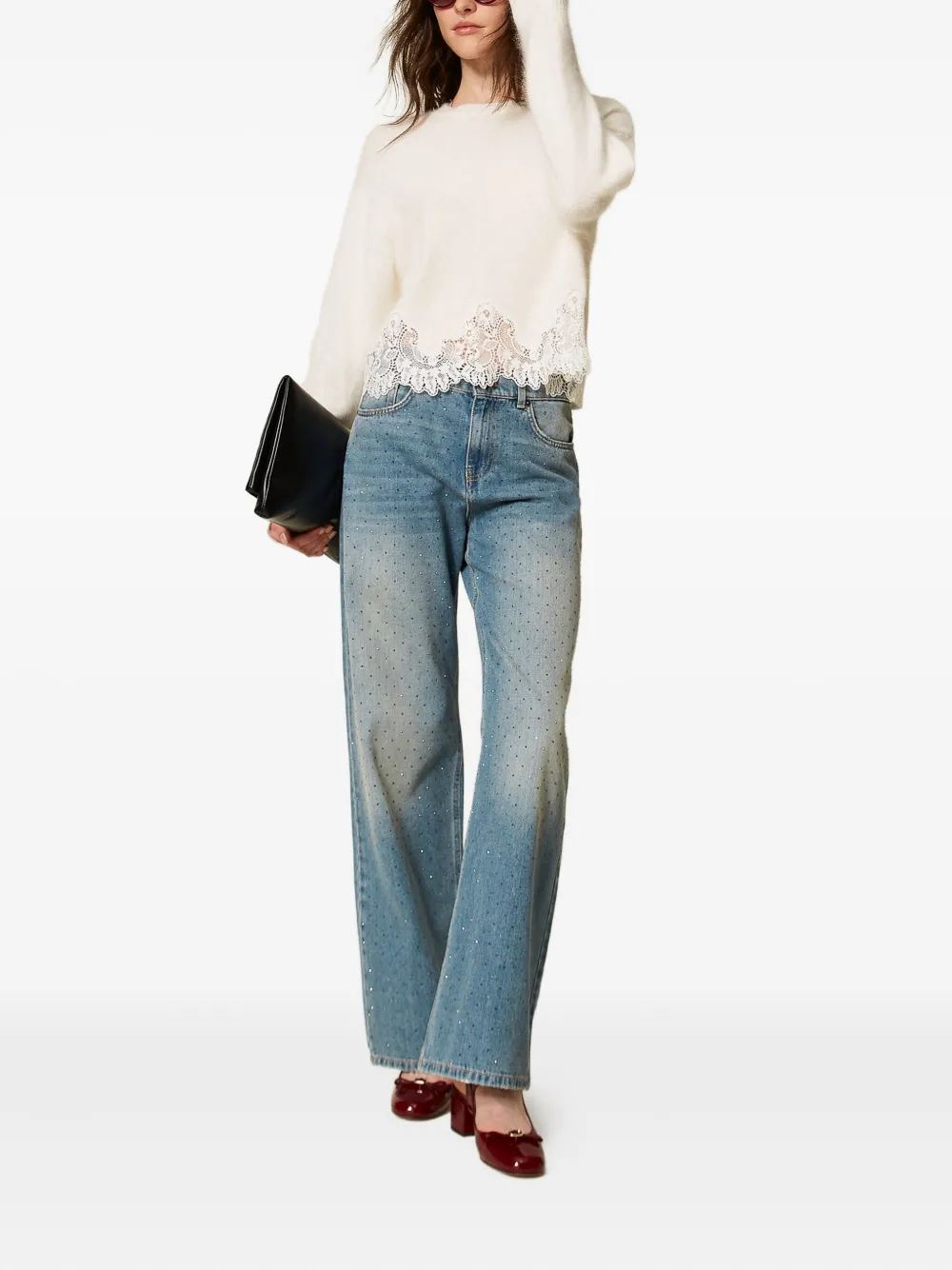 TWINSET Jeans verfraaid met stras - Blauw