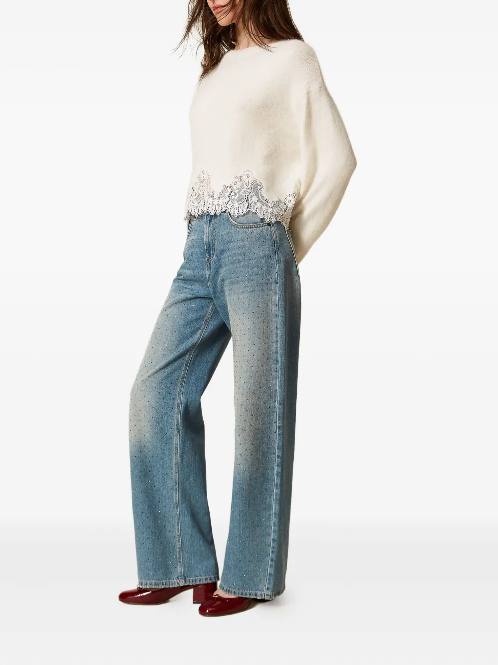 TWINSET Jeans verfraaid met stras Blauw