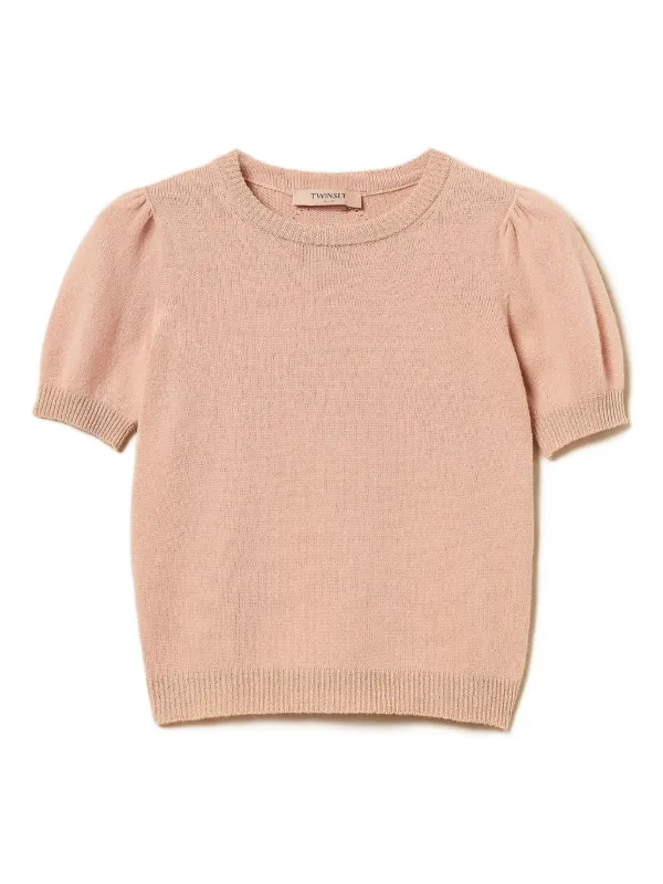 Maglione Rosa Maglione Maniche Palloncino Maglione Beige Maniche