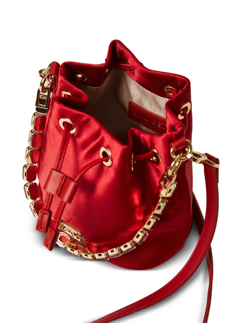 TWINSET Satijnen mini-tas verfraaid met kristallen Rood