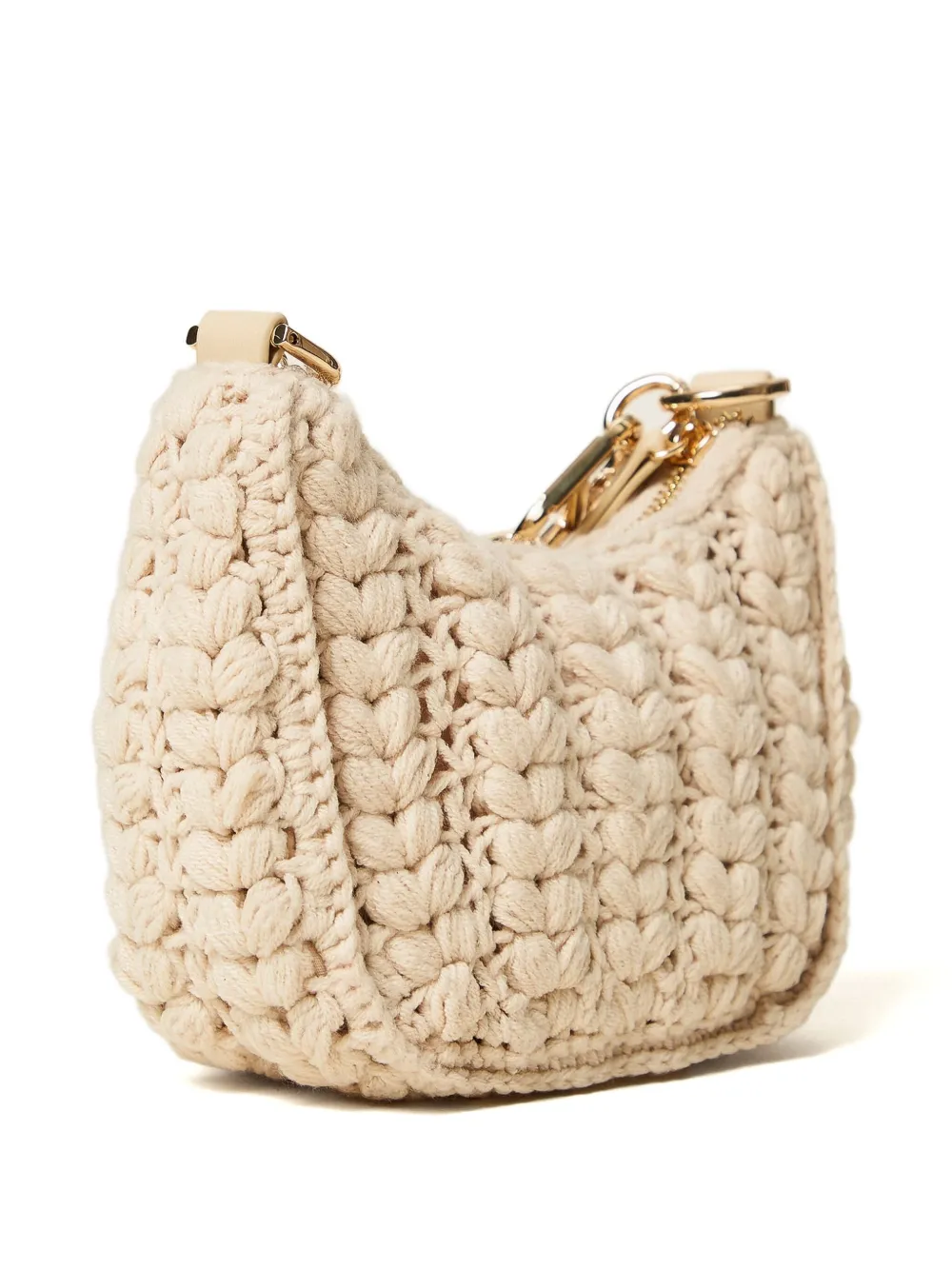 TWINSET Schoudertas met gehaakt effect verfraaid met kristallen Beige
