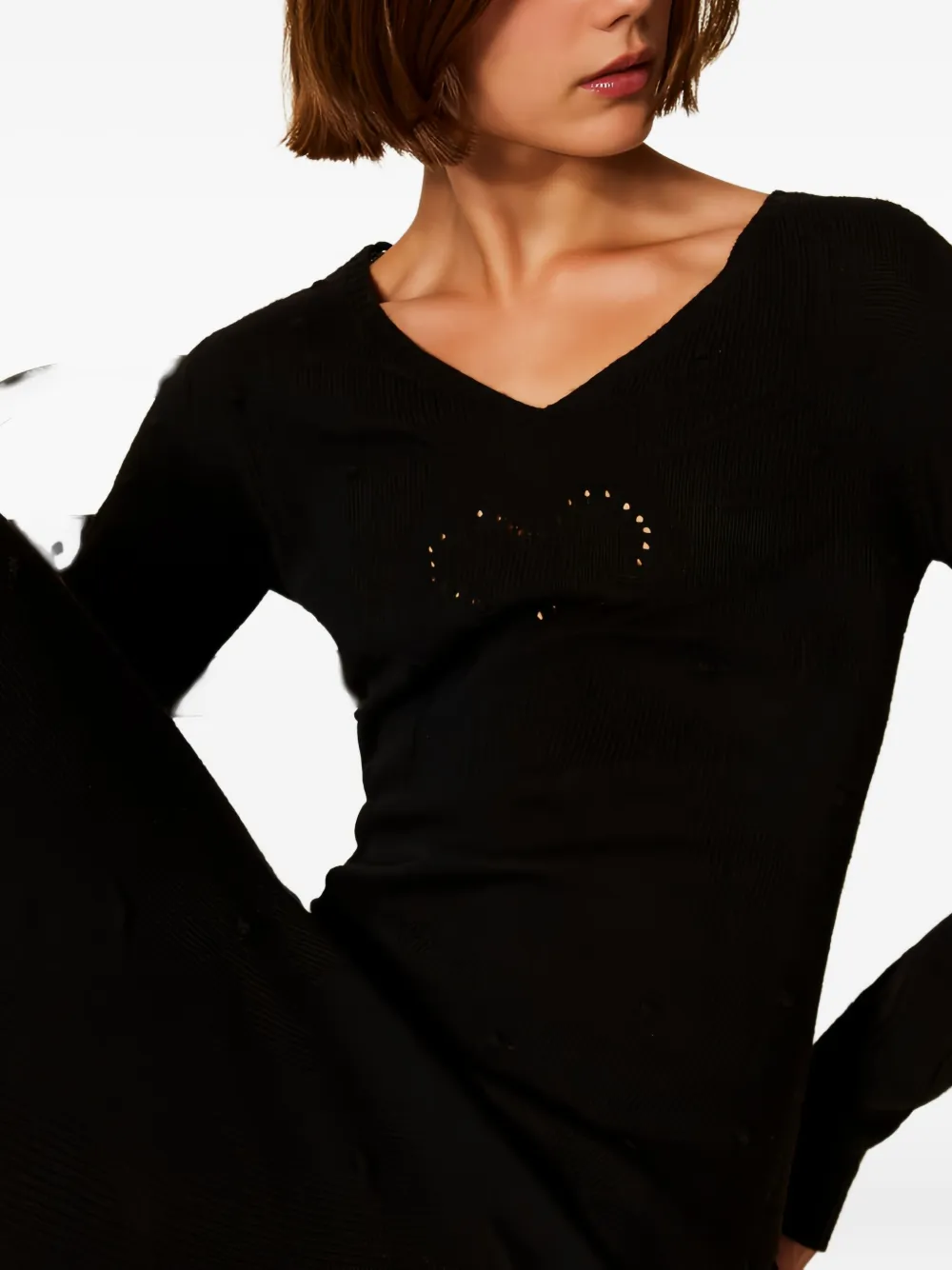 Twinset Robe Longue En Fil Treeblend In Black