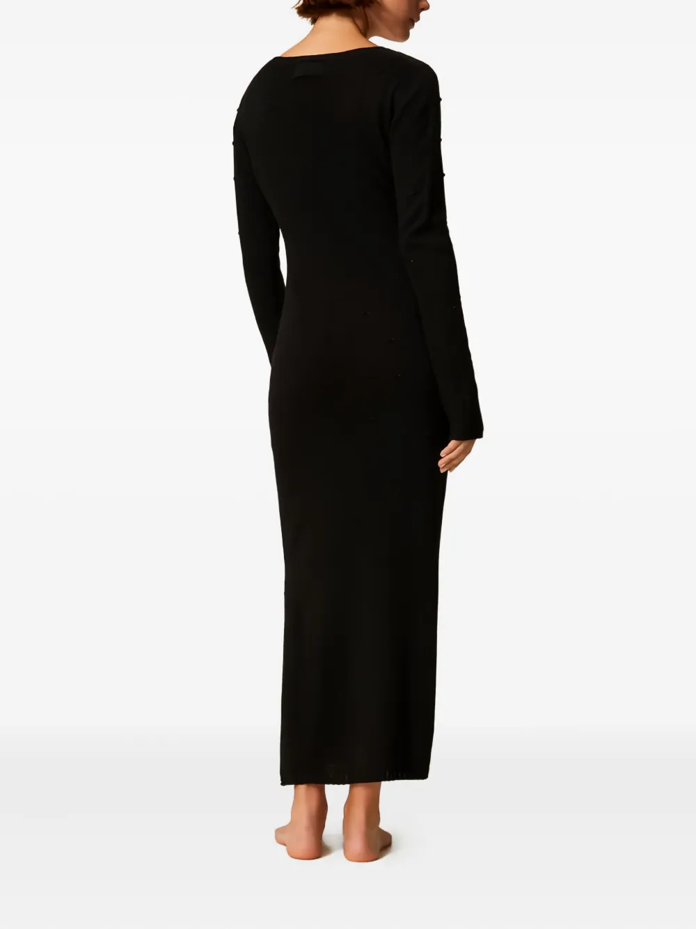 Twinset Robe Longue En Fil Treeblend In Black