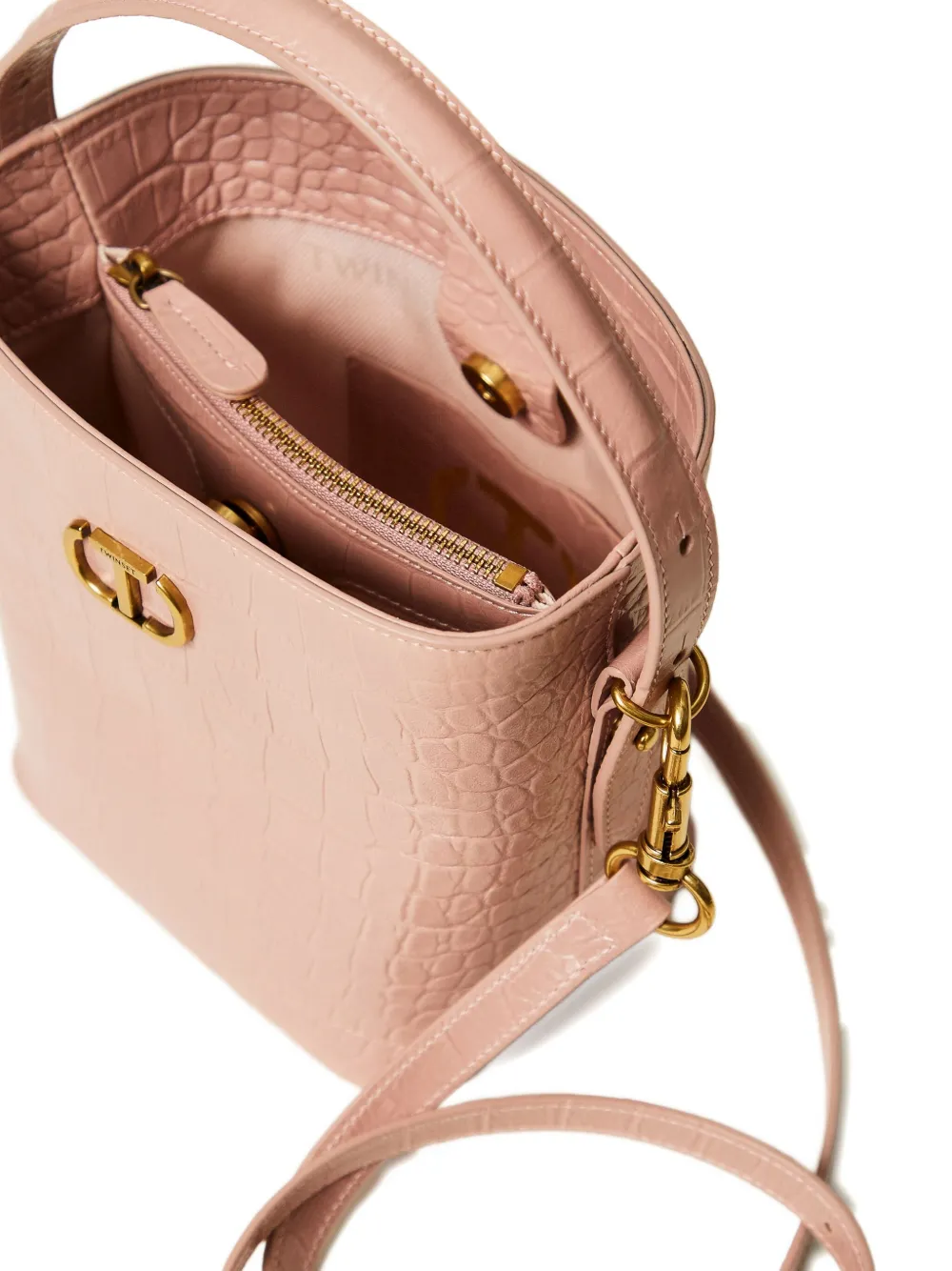 TWINSET Bucket-tas met krokodillen-reliëf Roze