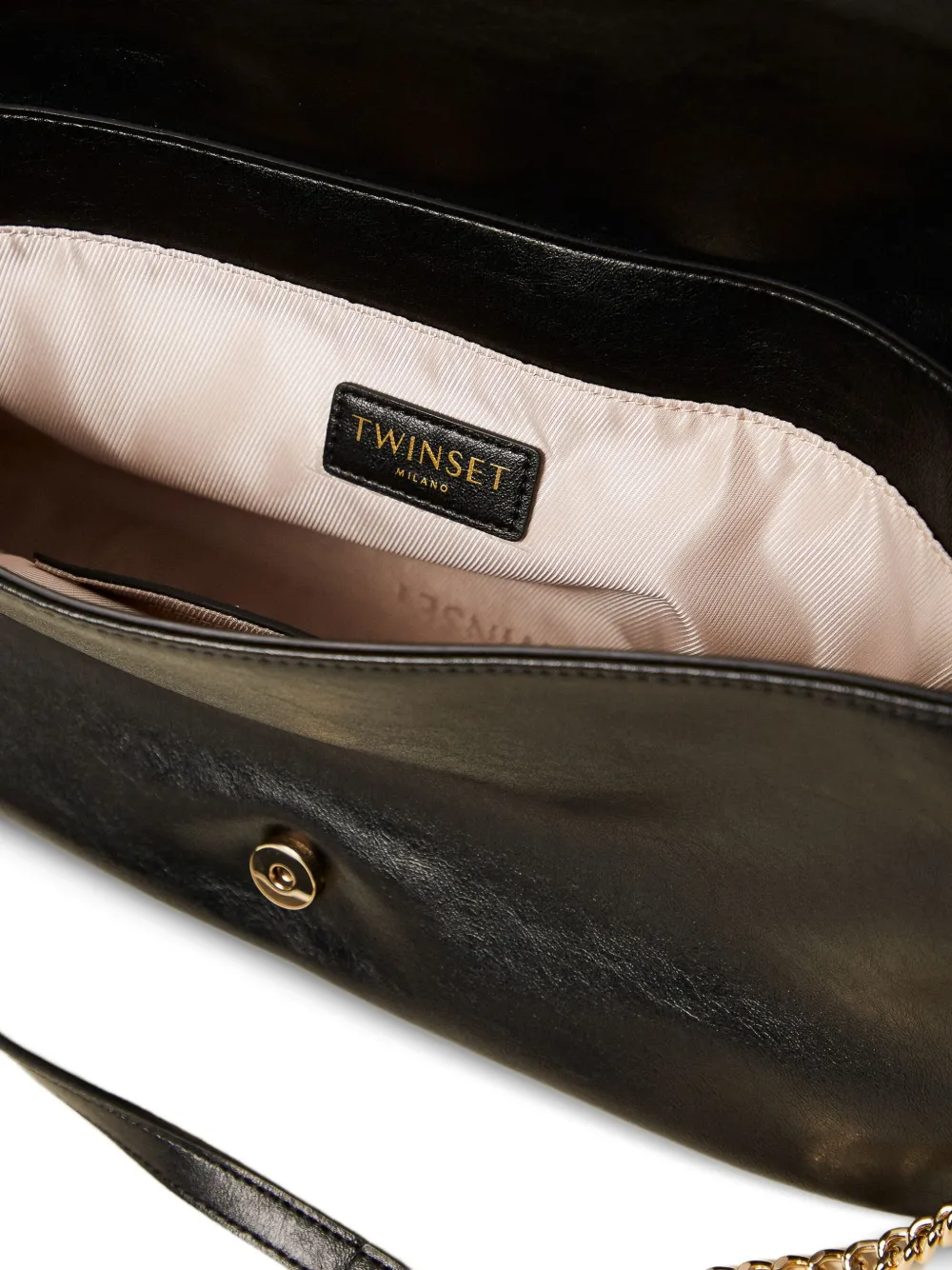 TWINSET Schoudertas met logoplakkaat en ketting Zwart