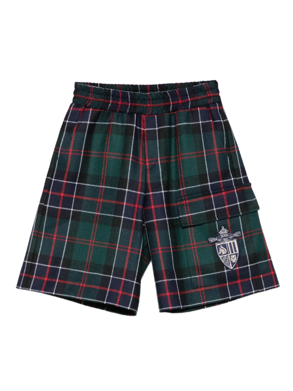 Fendi Kids Geruite shorts met patch Groen