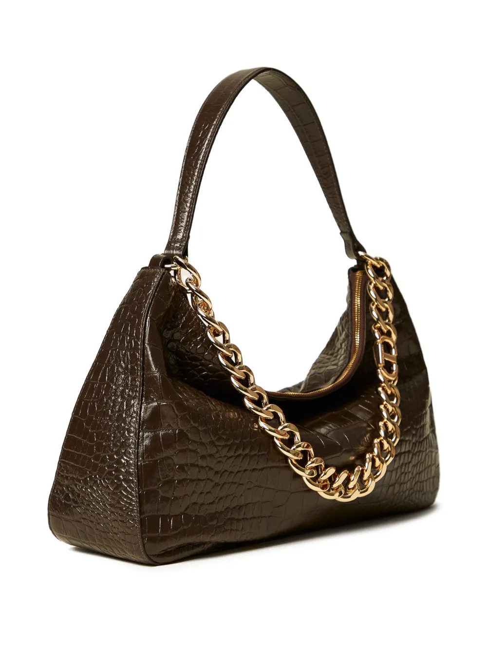 Twinset Liliane Crocodile-effect Chain Shoulder Bag In Black