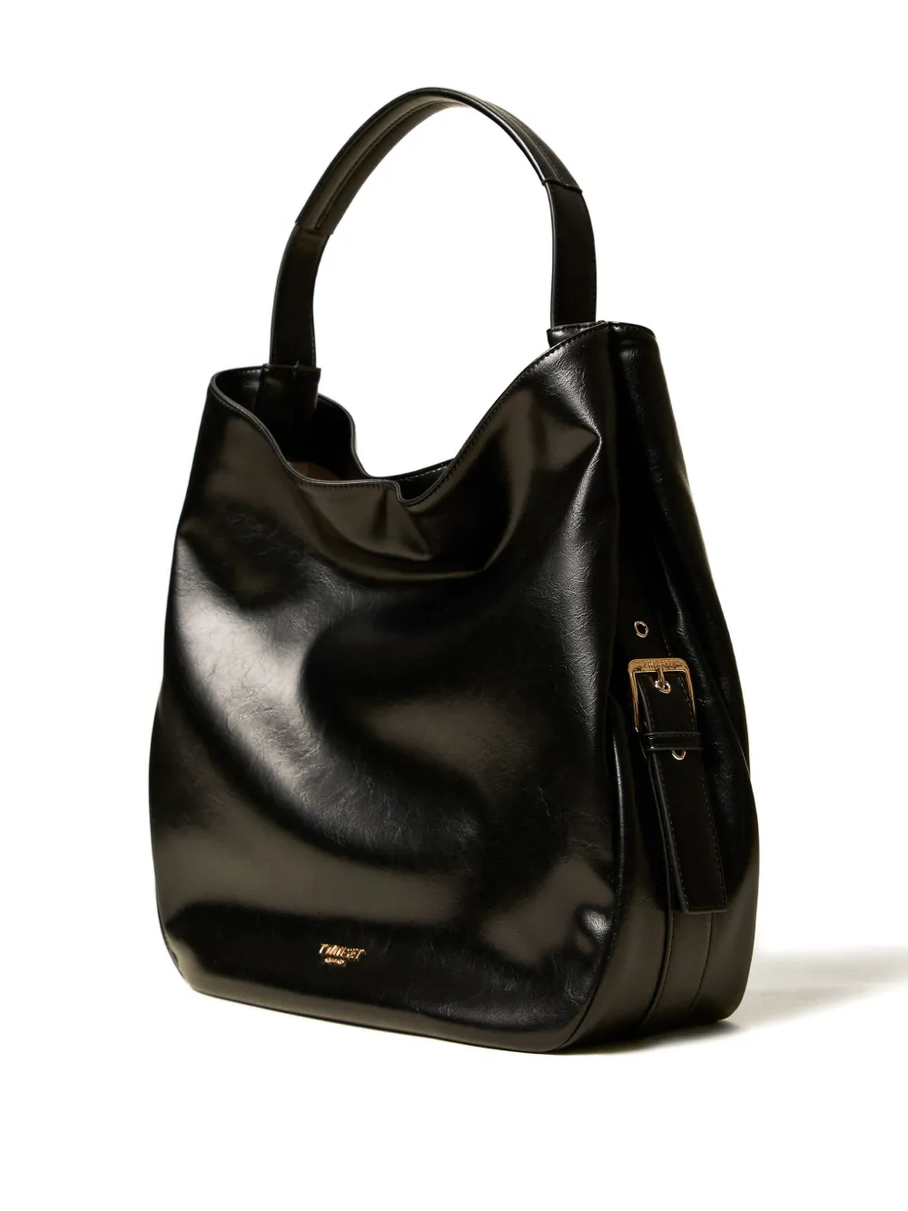 Twinset Top-handle Buckle-detail Tote Bag In Black