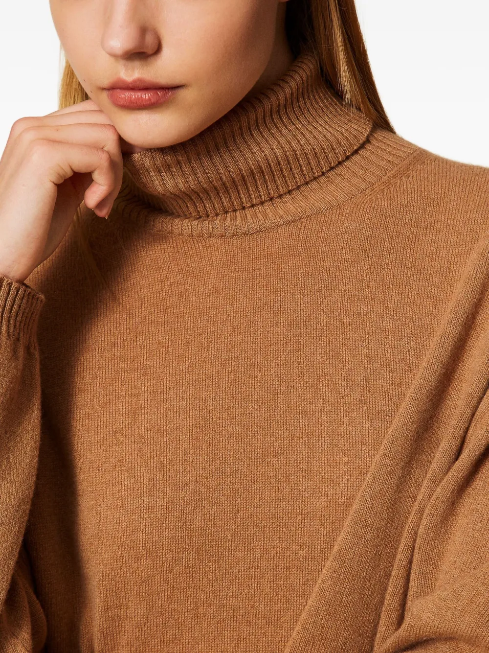 Twinset Turtle Neck Sweater In Brown