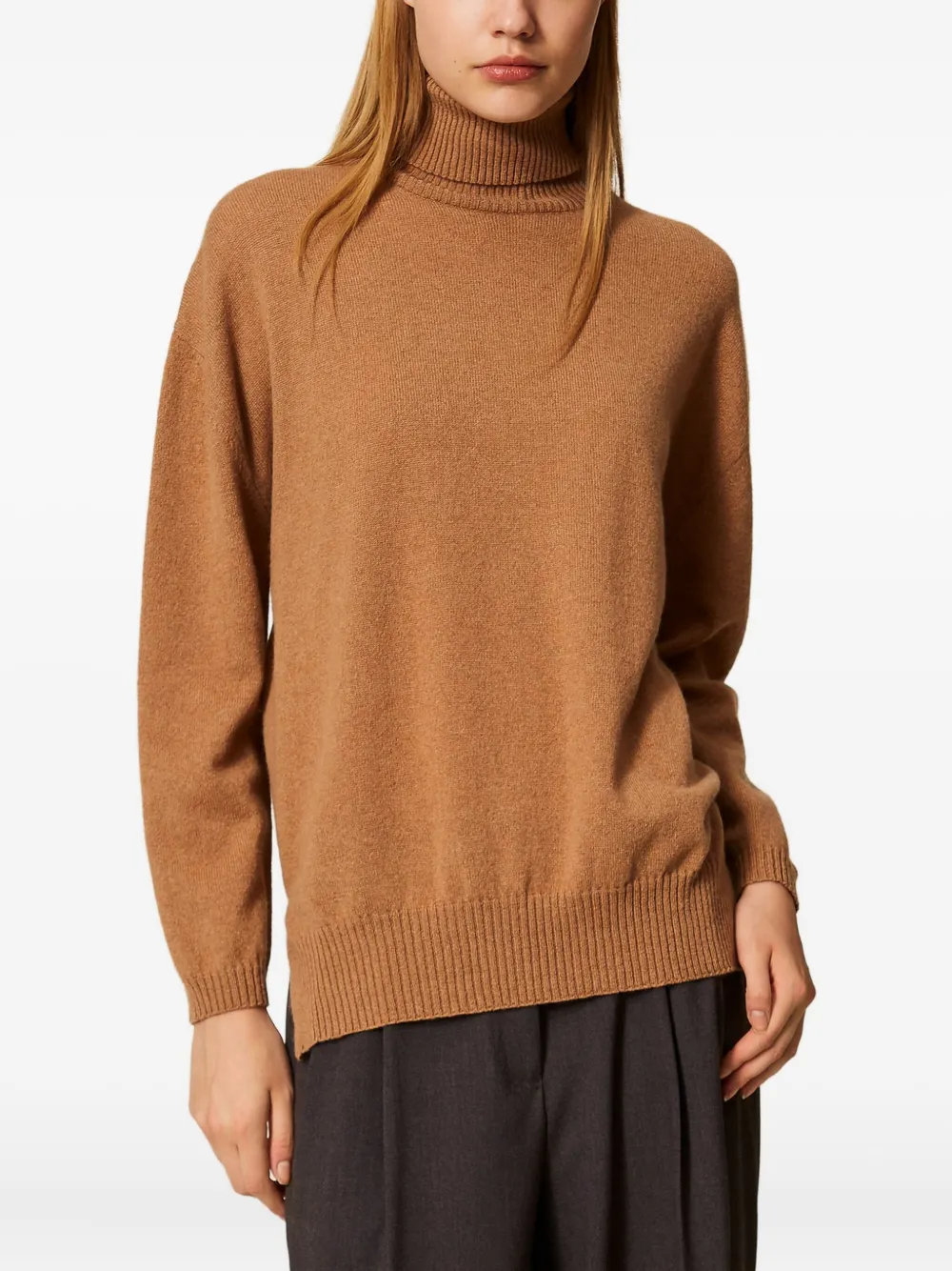 Twinset Turtle Neck Sweater In Brown