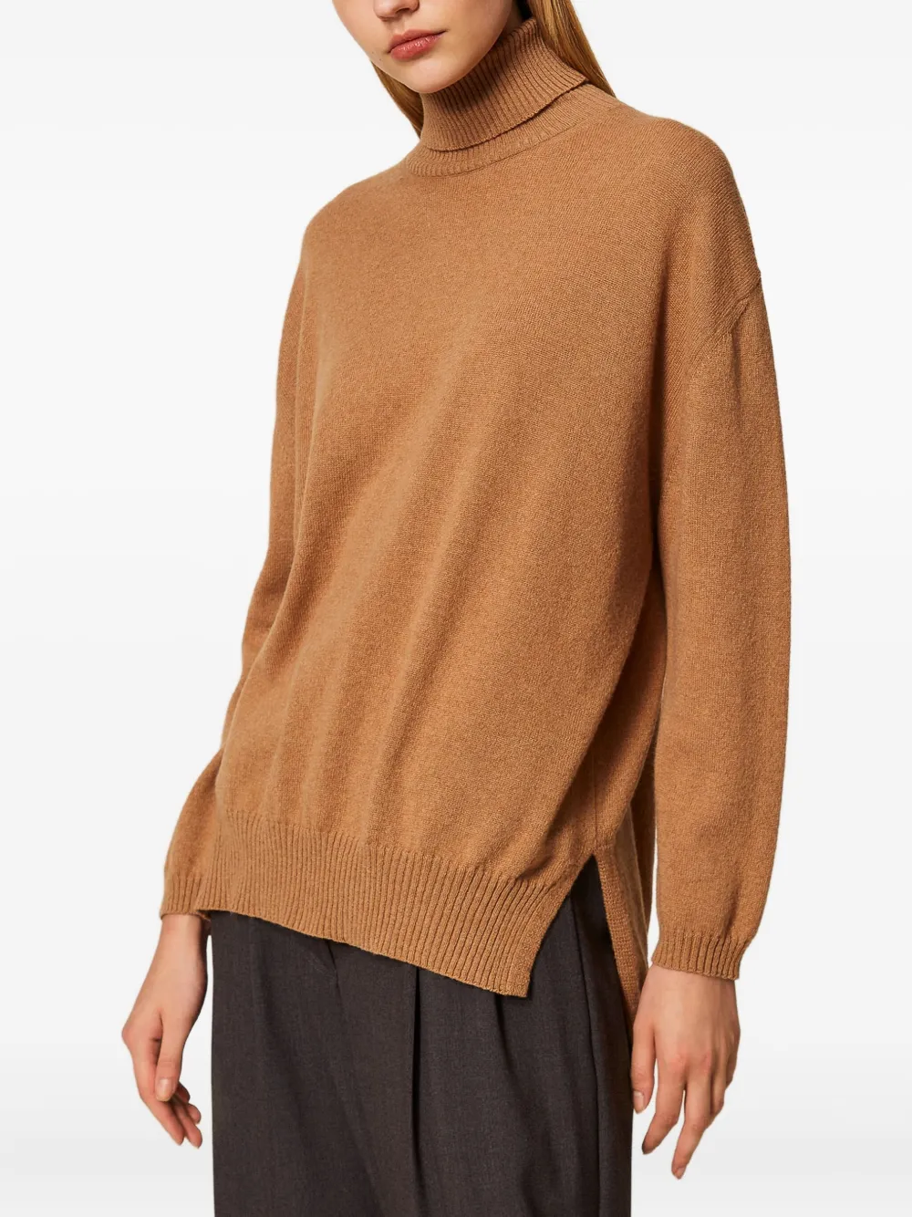 Twinset Turtle Neck Sweater In Brown