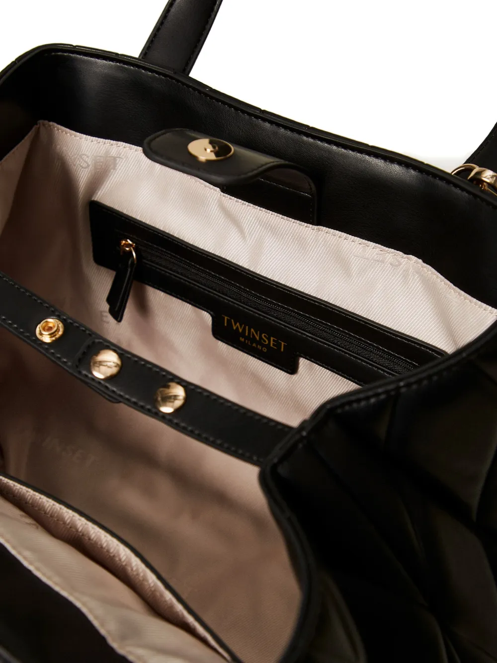 TWINSET Gewatteerde shopper met afneembaar bandje Zwart