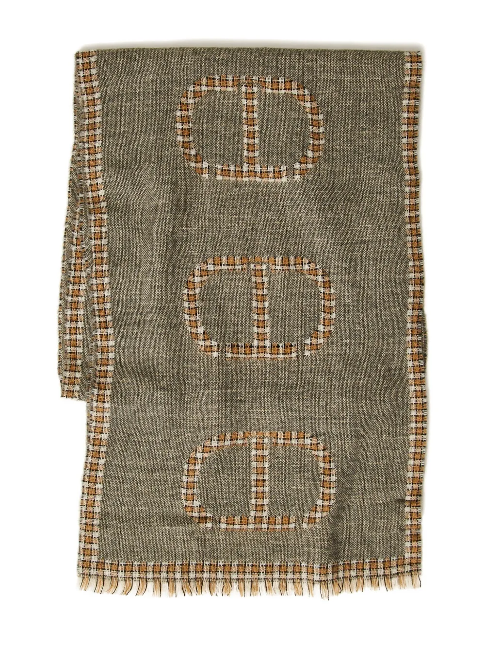 Twinset Checked Scarf In Green