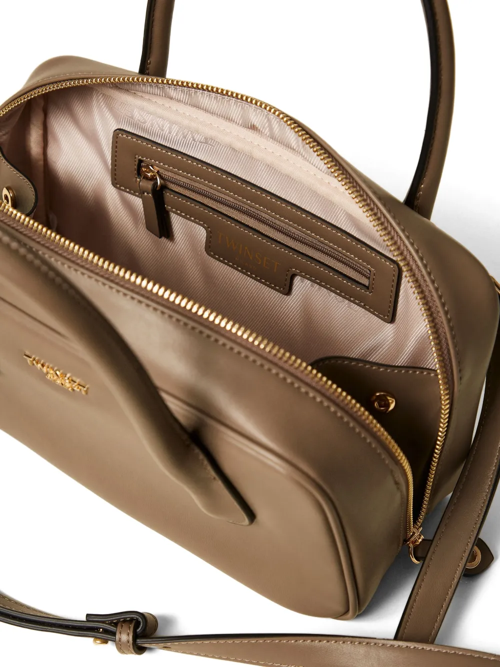 TWINSET Shopper met ritssluiting en handvat Bruin