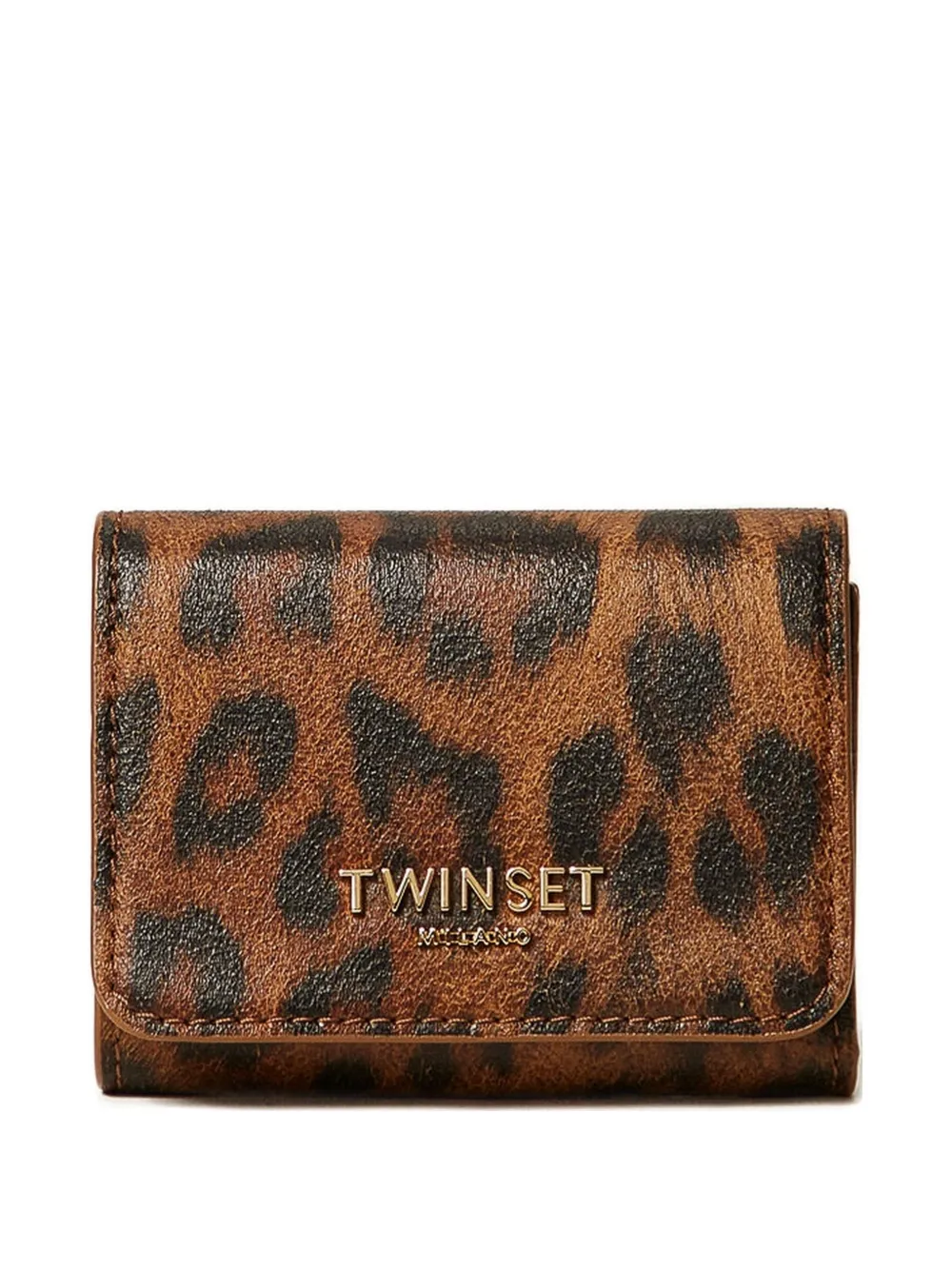 Twinset Leopard-print Wallet In Brown