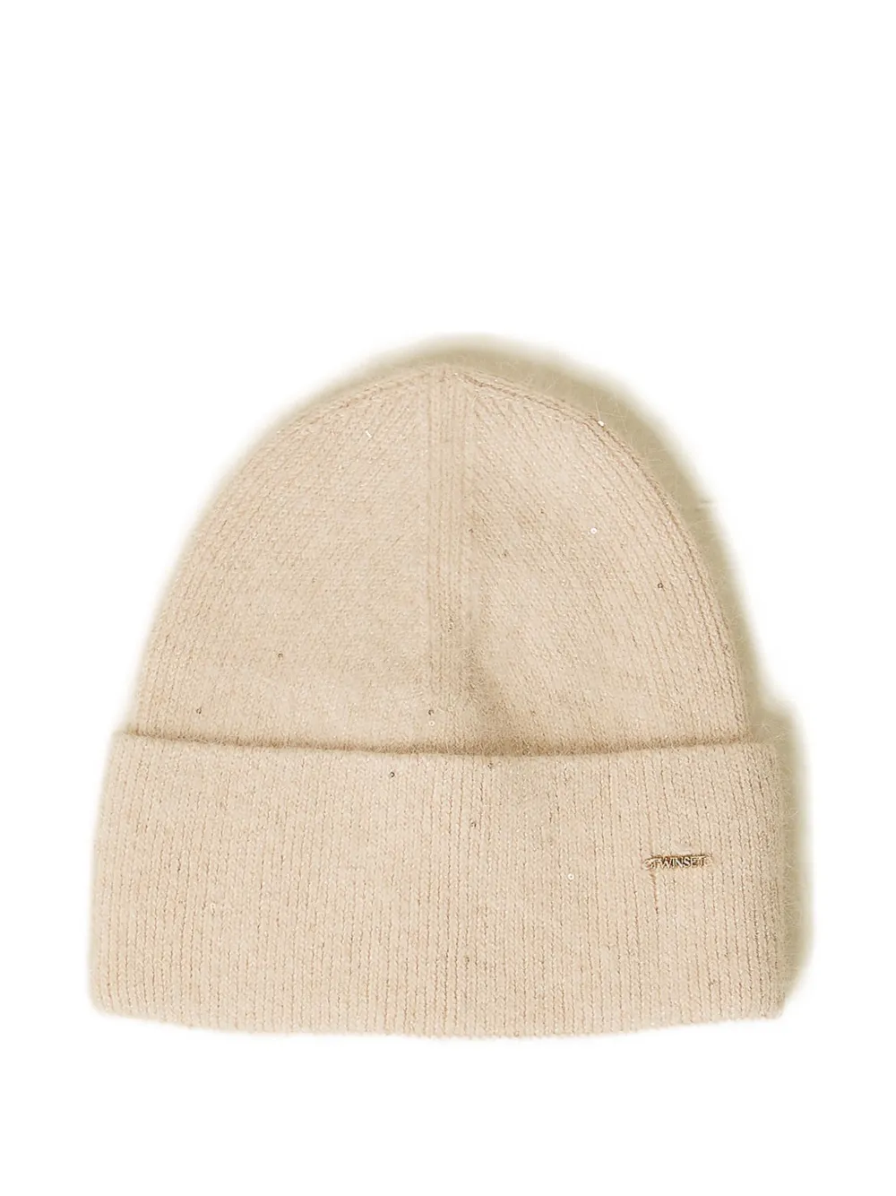 Twinset Logo-plaqe Beanie Hat In Neutral