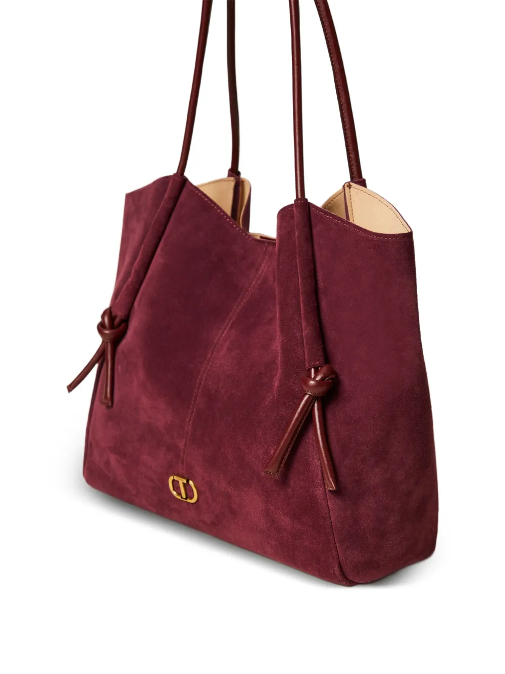 Twinset Knotted-strap Suede Tote Bag In Red